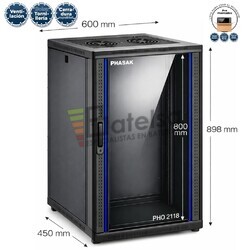 Armario Rack 18U 600x450 mm | Mural Phasak Pro PHO 2118